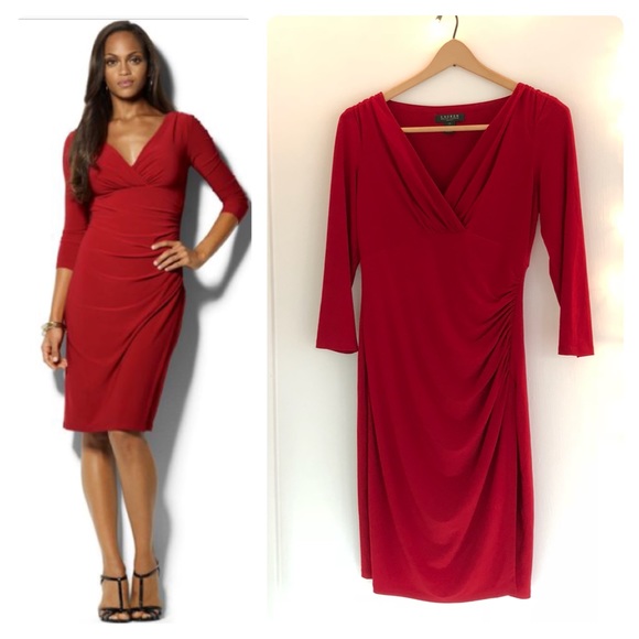 ralph lauren red wrap dress
